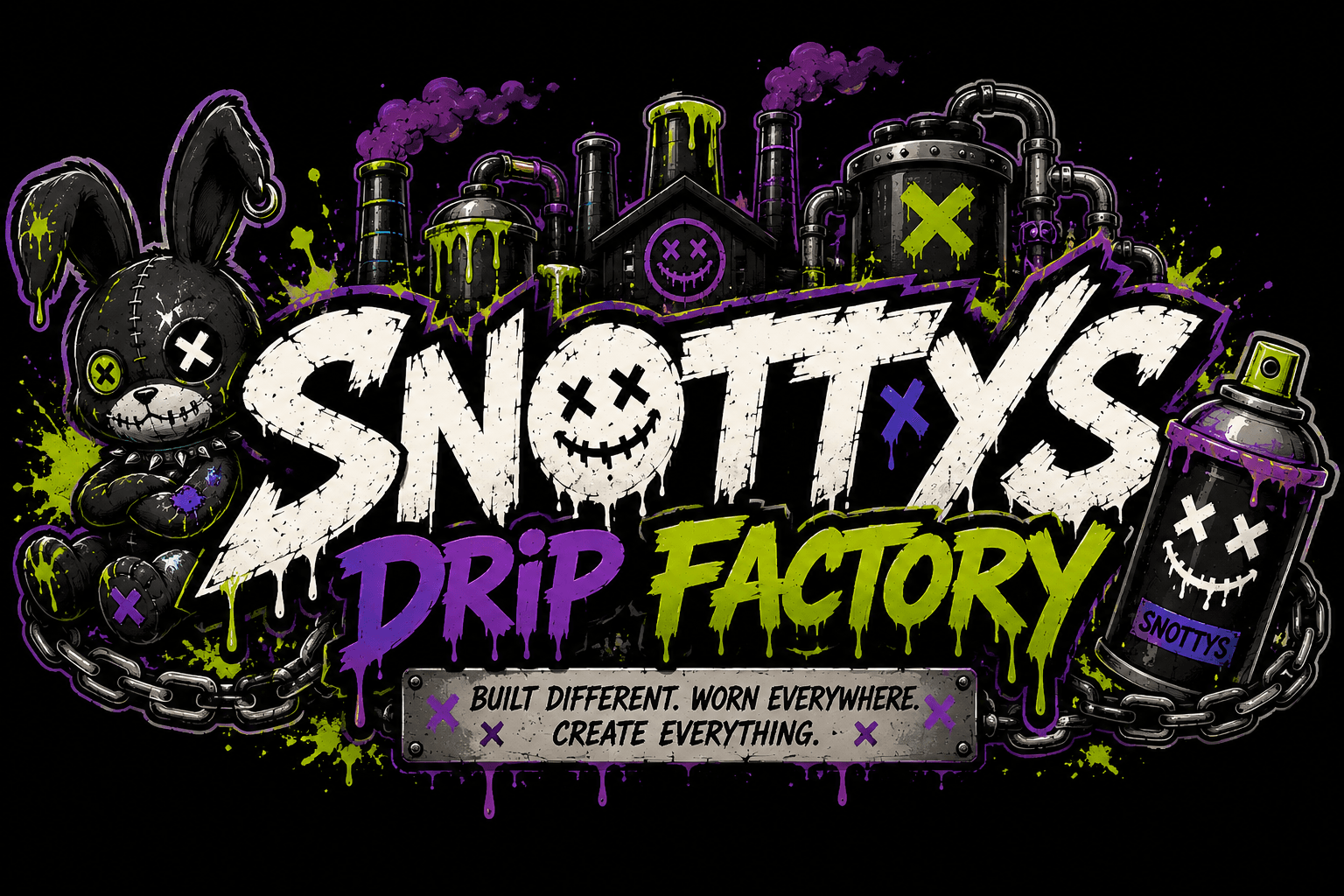 Straight off the factory floor — smokestacks, slime, and the machines that make the mayhem.