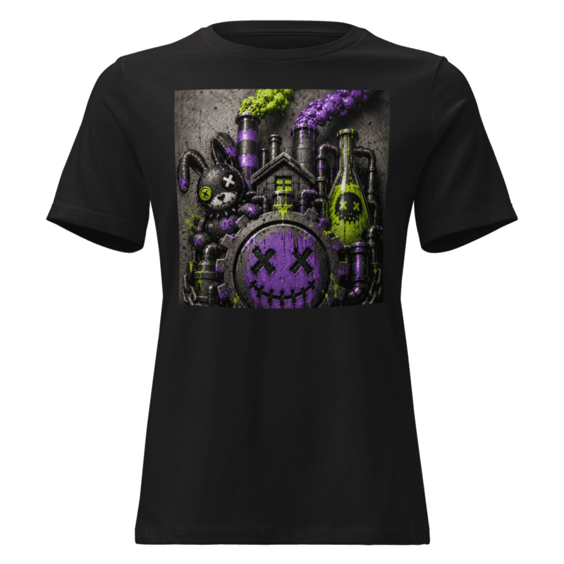 Black women's tee with the Gear Smiley print