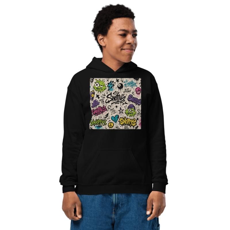 Black youth hoodie with the Snot Life print