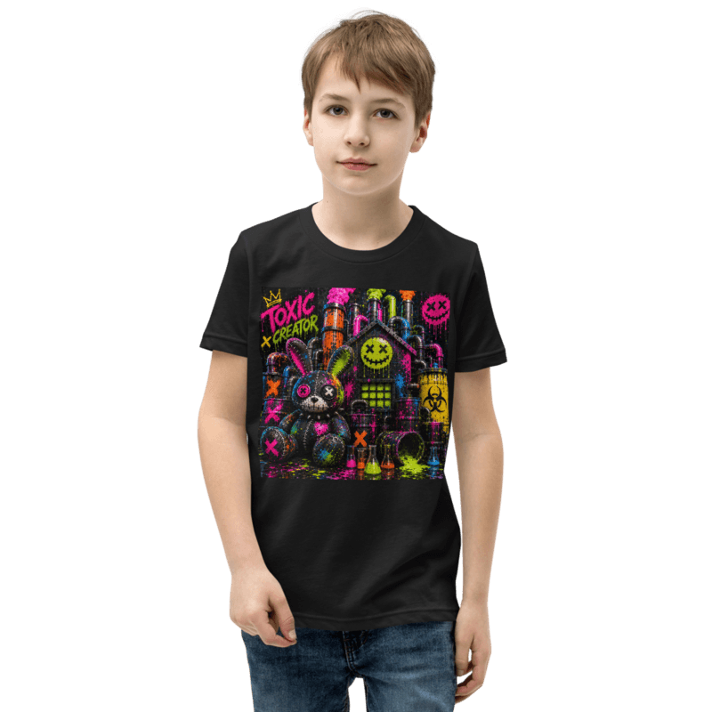 Black youth tee with the Toxic Creator print